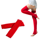 Pair of Thigh High Stocking Long Boot Socks Party Skating Leg Warmers for Women Girls Red