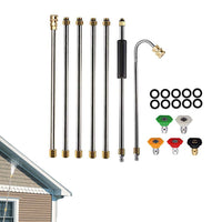 Pressure Washer Extension Wand Set Replacement Lance with 5 Nozzle Tips Roof Window Washing Accessories