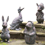 4Pcs Garden Statues Resin Animal Sculptures Garden Decor