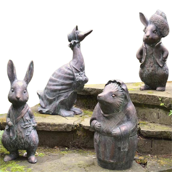 4Pcs Garden Statues Resin Animal Sculptures Garden Decor