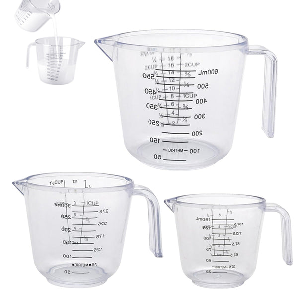 3Pcs Set Measuring Cups Clear Liquid Measuring Cups with Spout and Scales