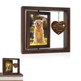 Pet Memorial Photo Frame for Dogs Cats Rotating Wooden Picture Frame