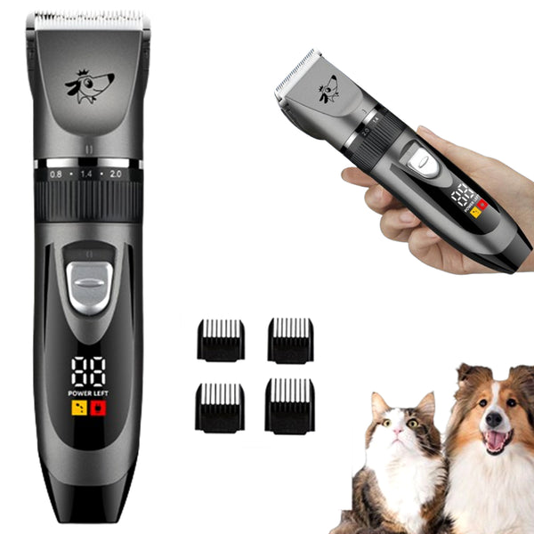 Pet Electric Grooming Kit Cat Dog Hair Clipper Cordless Trimmer with 4 Combs