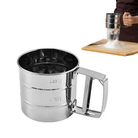 Stainless Steel Flour Sifter One Hand Press Crank Sifter for Powdered Sugar Shaker Duster Baking Tool