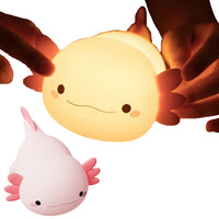 Cute Axolotl Night Light Silicone Touch Control Night Lamp Rechargeable Bedside Lamp