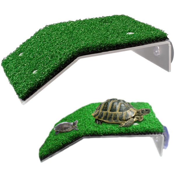 Turtle Basking Platform Simulation Grass Turtle Ramp for Fish Tank Aquarium