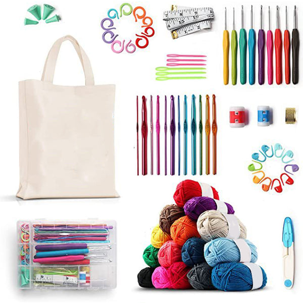 73Pcs Set Beginner Crochet Kit Handmade Needlework Tool  Set with Storage Bag