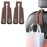 2Pcs Set Car Seat Hooks Double Hanging Hooks for Car Back Seat Headrest Hooks Brown