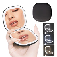 10X Magnifying Lighted Makeup Mirror Dimmable Double Sided Cosmetic Mirror Portable Black