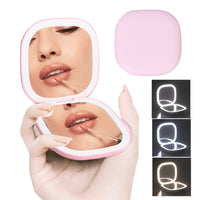 10X Magnifying Lighted Makeup Mirror Dimmable Double Sided Cosmetic Mirror Portable Pink