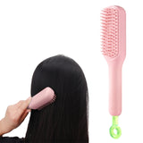 Self Cleaning Hair Brush Anti-Static Massage Comb with Retractable Bristles Pink