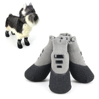 4Pcs Pet Shoes Dog Water- Resistant Dog Boots Anti-Slip Dog Socks Grey