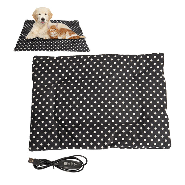 Electric Pet Heating Pad Heated Mat Dog Cat Warm Blanket Black