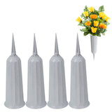 4Pcs Cemetery Memorial Vase with Spikes Grave Ground Stake Vase Resin Cones Flowers Holder for Grave Decoration Grey