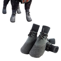 4Pcs Pet Shoes Dog Water- Resistant Dog Boots Anti-Slip Dog Socks Dark Grey