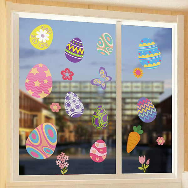 FancyGrab Set of 4 Sheets Double Sided Printed Easter Window Cling Stickers Easter Bunny Decal Home Decor Style 3