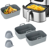 4Pcs Set Reusable Air Fryer Accessories Basket Silicone Pot for NinjaDZ201-Grey