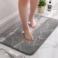 Marble Style Bathroom Rug Super Absorbent Microfiber Plush Non Slip Floor Mat 50x80cm Black Gray