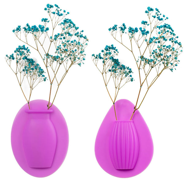 2Pcs 18.5 x 14cm Silicone Sticky Small Vases -Purple