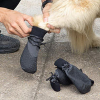 4Pcs Pet Shoes Dog Water- Resistant Dog Boots Anti-Slip Dog Socks Dark Grey