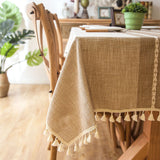 Square Table Cloth Cotton Linen Wrinkle Free Anti-Fading 90x90cm Light Khaki