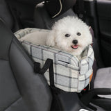 Dog Booster Car Seat Console Pet Supplies Outdoor On Car Armrest for Cats -Grid Style