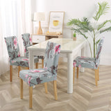 4 Pcs Dining Elastic Anti-dirty Chair Covers Lotus Pond Style