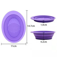 Set of 2Pcs Silicone Foldable Makeup Brush Cleaning Bowl with Cleaning Pad