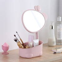 Makeup Mirror with Storage Pink