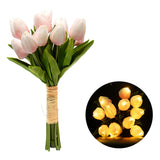 12Pcs Set Tulips Artificial Flowers LED Night Light Light Pink