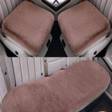 3Pcs Universal Car Seat Cover Front Rear Cushion Plush Pad Protector Mat Warm Cameo Brown