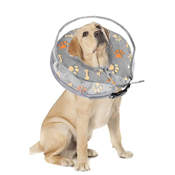 Soft Inflatable Pet Dog Cone Collar Anti Licking Scratching Gray