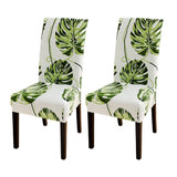 Set of 4 Pcs Dining Elastic Anti-dirty Chair Covers Green Leaves Style