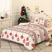 3pcs Christmas Quilt Duvet Cover Queen Size Bedding Set-Style 2