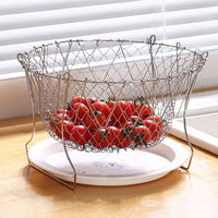 Folding Rinse Stainless Steel Frying Basket Fryer Strainer Cook Kitchen Colander