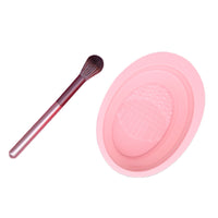 Set of 2Pcs Silicone Foldable Makeup Brush Cleaning Bowl with Cleaning Pad