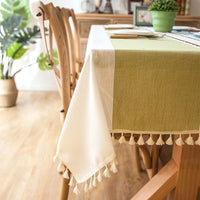 Square Table Cloth Cotton Linen Wrinkle Free Anti-Fading 140x140cm Green