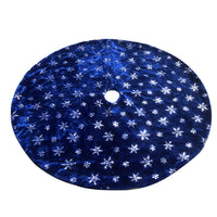 Blue Christmas Plush Tree Skirt with Silver Sequin Snowflake Christmas Decoration -122cm