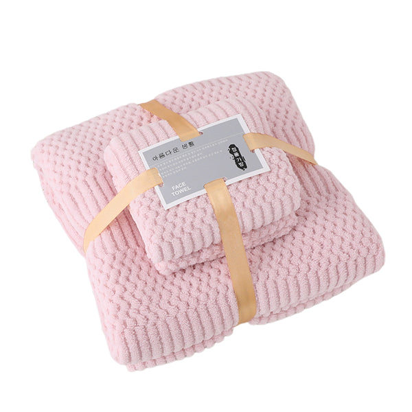 2Pcs Set Bath Towels Ultra Soft Bath Towel Kit Pink