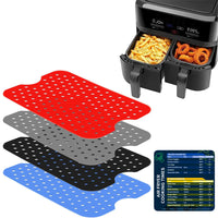 4-Piece Set Reusable Air Fryer Silicone Liners with Magnetic Cheat Sheet