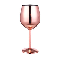 Stainless Steel Stemmed Wine Glasses Shatter Proof Unbreakable Wine Goblet-Rose Gold