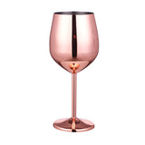 Stainless Steel Stemmed Wine Glasses Shatter Proof Unbreakable Wine Goblet-Rose Gold