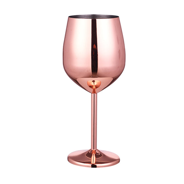 Stainless Steel Stemmed Wine Glasses Shatter Proof Unbreakable Wine Goblet-Rose Gold