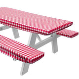 Picnic Tablecloth Set 3-Piece Heavy Vinyl Table Cloth Bench Covers Red