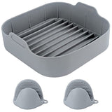 Reusable Air Fryer Basket Silicone Pot Baking Tray with 1 Pair of Gloves