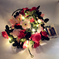 30 LED Artificial Rose Red Flower Vine Fairy String Light Indoor Outdoor String Lights Dark Pink