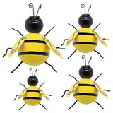 4 Pcs 3D Iron Bee Art Sculpture Hanging Wall Garden Decorations