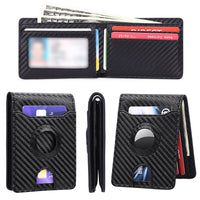 AirTag Wallet Holder RFID Blocking Bifold Credit Card Holder Wallet Black