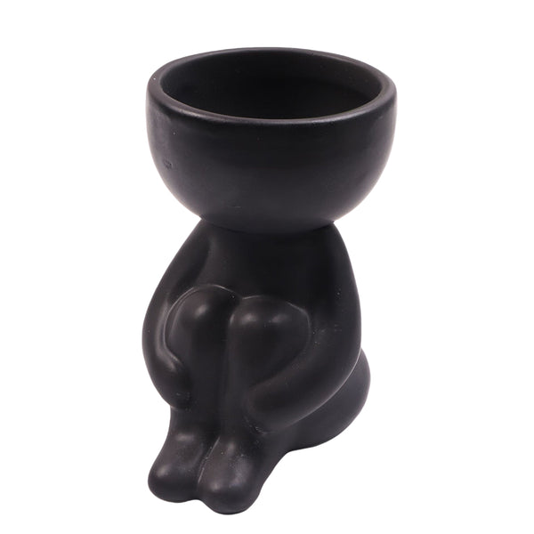 Imitation Human Shaped Ceramic Flowerpot Mini Plant Pot Hug Legs Style Black