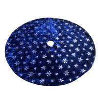 Blue Christmas Plush Tree Skirt with Silver Sequin Snowflake Christmas Decoration -90cm